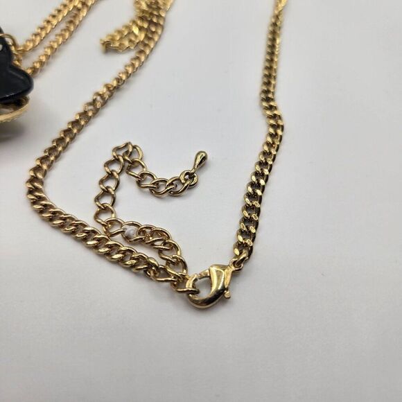 Natasha Couture Large Panther Leopard Gold Tone Necklace Rhinestone Cheetah - Picture 8 of 8